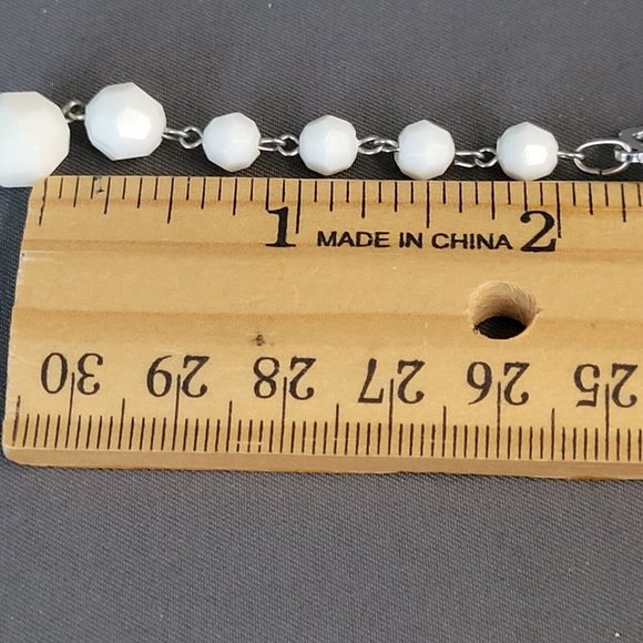 Womens White Beads AB Aurora Borealis Fashion Necklace Earrings Set Germany Made - Picture 11 of 11